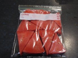 Watermelon cut up ready to serve. No waste & only a snap-seal bag for rubbish.
